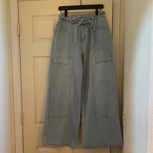 NWT American Bazi Patchwork Wide-Leg Denim Jeans